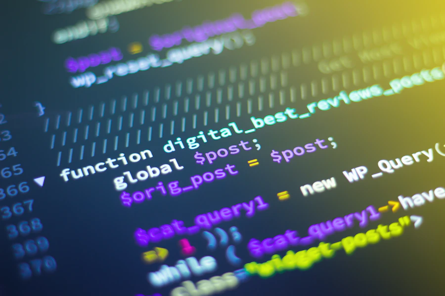 Linhas de código em monitor com luz baixa